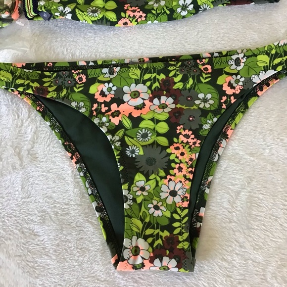 Aerie Swim Cheeky Green  Bandeau Bikini Size XS - Picture 4 of 10